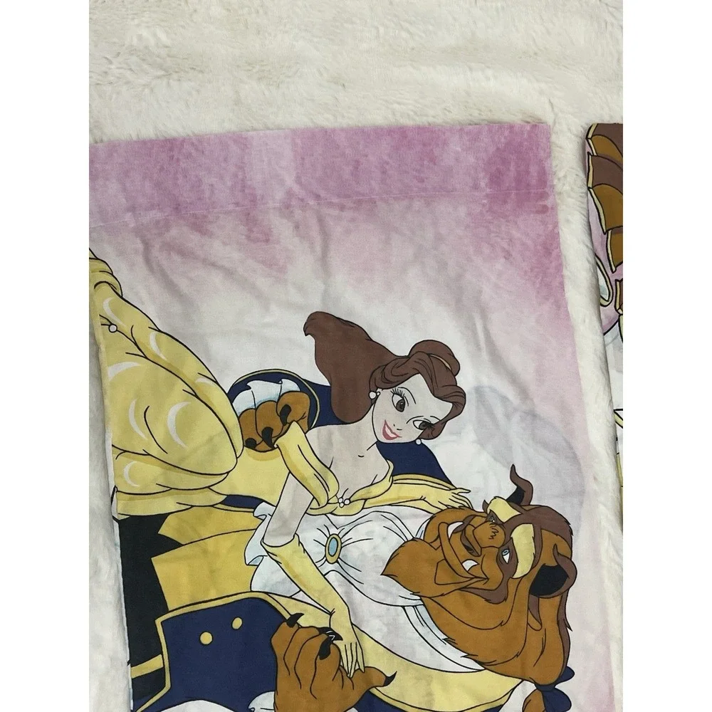 VTG 90s Pillow Case Size Standard Beauty and the Beast Made USA 2 Sided Sham Lot